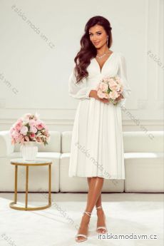 Šaty spoločenské svadobné dlhý rukáv dámske nadrozmer (34-46) POLSKÁ MÓDA PMLWD23LAURA