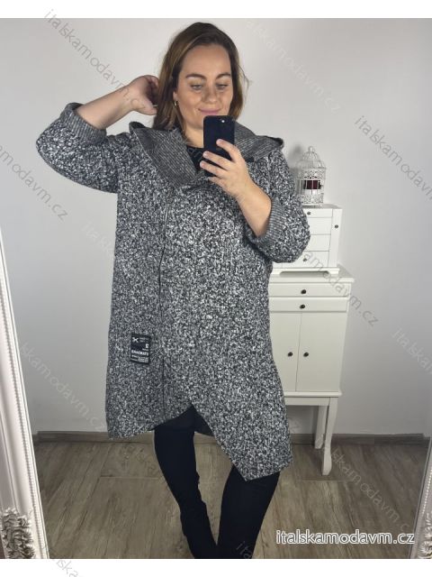 Kabát baránok so zipsom s kapucňou dámska nadrozmer (2XL/3XL ONE SIZE) TALIANSKA MÓDA IM423ELMA