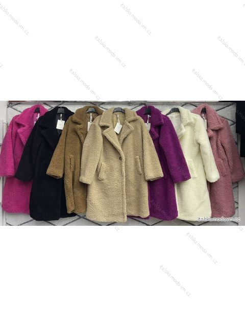 Kabát oversize teddy dlhý rukáv dámsky (S/M/L ONE SIZE) TALIANSKA MÓDA IMWD234045