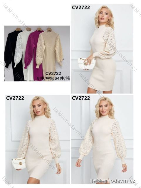 Šaty úpletové dlhý rukáv dámske (S/M ONE SIZE) MB2123CV2722