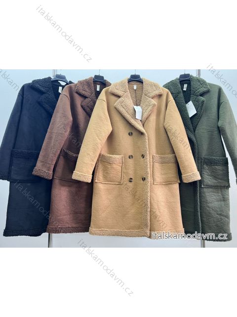 Kabát zimní s beránkem dámský nadrozměr (XL/2XL ONE SIZE) ITALSKÁ MÓDA IM423772