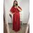 Šaty dlhé elegantné spoločenské krátký rukáv dámske nadrozměr (2XL/3XL  ONE SIZE) TALIANSKA MóDA IM423ISABELA/DU 2XL/3XL červená