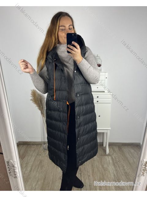 Vesta s kapucí bez rukávu dámské (L/XL/2XL ONE SIZE) ITALSKá MóDA IM423MELANI/DU XL/2XL Černá