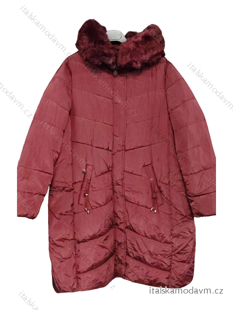 Kabát bunda zimní s kapucí dámský nadrozměr (M-4XL ONE SIZE) ITALSKÁ MÓDA IM422STELA/DU vínová M
