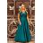 Šaty dlhé elegantné spoločenské krátky rukáv dámske nadrozmer (36-56) POLSKÁ MÓDA PMLBF23CRYSTAL4 zelená 54