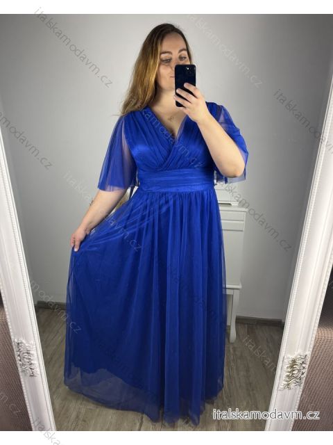 Šaty spoločenské elegantné dámske (L/XL ONE SIZE) TALIANSKA MODA IMS23DIANA/DR L/XL kráľovská modrá