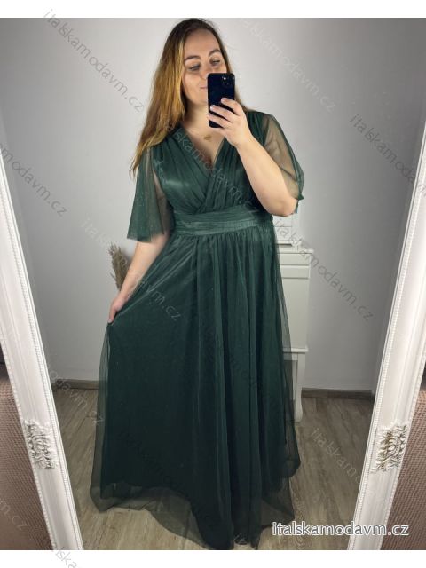 Šaty spoločenské elegantné dámske (L/XL ONE SIZE) TALIANSKA MODA IMS23DIANA/DR L/XL smaragdová