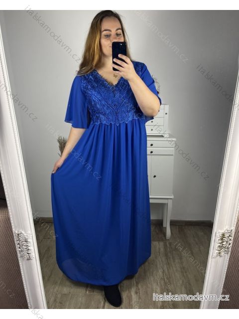 Šaty spoločenské elegantné dámske (L/XL ONE SIZE) TALIANSKA MODA IMS23SANDRA/DR L/XL kráľovská modrá