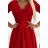 210-16 NICOLLE - šaty s čipkovaným výstrihom a dlhším chrbtom - červené