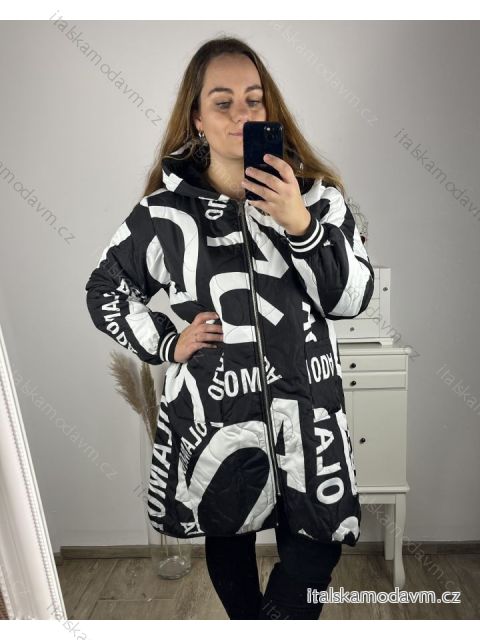 Bunda s kapucňou dámska nadrozmer (2XL/3XL ONE SIZE) TALIANSKA MÓDA IM423MOJLO/DU