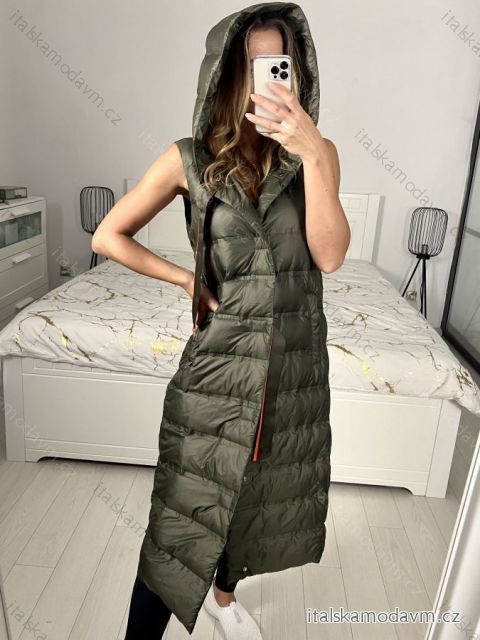 Vesta s kapucí bez rukávu dámská (S-L) ITALSKá MóDA IM423MELANI/DU M hnědá