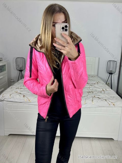 Bunda jesenná s kapucňou dámska (XS-XL) POLSKÁ MóDA PMWC23B8219-83 neon ružová XL