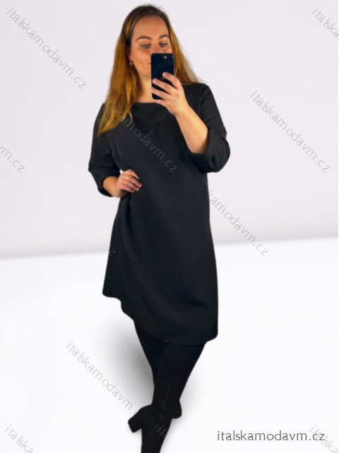 Šaty elegantní pouzdrové dlhý rukáv dámske (44,46,48,50,52) POLSKÁ MÓDA PMWHB23004-1/DU čierna 50