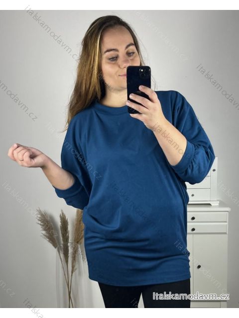 Tunika dlouhý rukáv dámská nadrozměr (4XL/5XL/6XL ONE SIZE) ITALSKÁ MÓDA IM723BEATY/DU 4XL/5XL petrolejová
