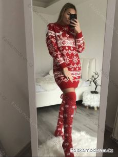 Šaty/svetr vánoční pletené dlouhý rukáv dámské (M/L ONE SIZE) ITALSKÁ MÓDA IMD212041
