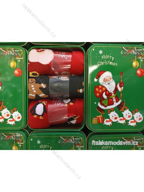 Ponožky teplé Vianočné pánske krabička 3 páry  (39-42, 43-46) EMI ROSS ROS23003