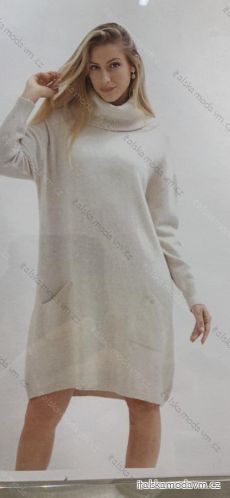 Šaty úpletové s rolákom dlhý rukáv dámske nadrozmer (XL/2XL ONE SIZE) TALIANSKA MóDA IMC23474