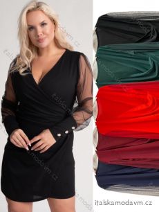 Šaty elegantný dlhý rukáv dámske nadrozmer (2XL/3XL ONE SIZE) TALIANSKA MÓDA IMWT234258