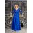 Šaty dlhé elegantné spoločenské 3/4 dlhý rukáv dámske nadrozmer (38-54) POLSKÁ MÓDA PMLBF23CRYSTAL18 kráľovská modrá 52