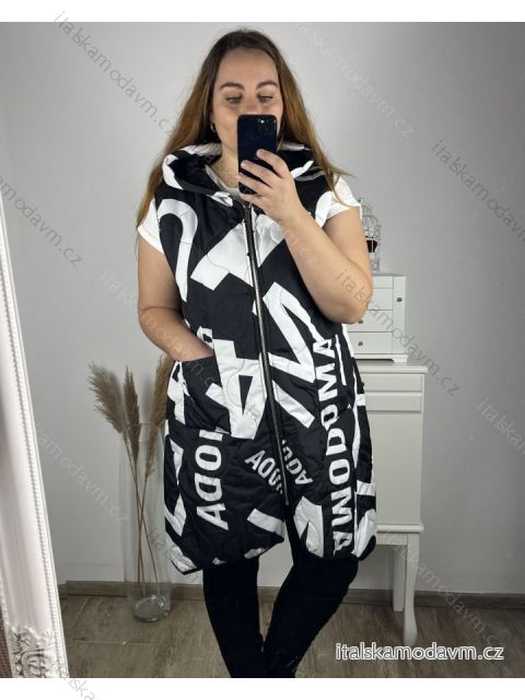 Vesta s kapucňou bez rukávu dámske nadrozmer (3XL/4XL ONE SIZE) TALIANSKA MóDA IM423DAINA