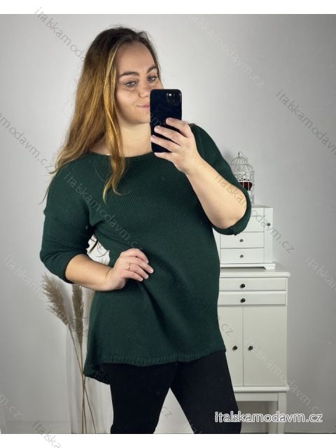 Sveter prodloužený oversize dlhý rukáv dámsky nadrozměr (3XL/4XL/5XL ONE SIZE) TALIANSKÁ MÓDA IM723LOVE