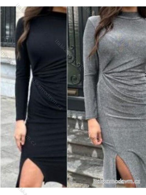 Šaty elegantné trblietavé dlhý rukáv dámske (S/M ONE SIZE) TALIANSKA MÓDA IMM23M4993