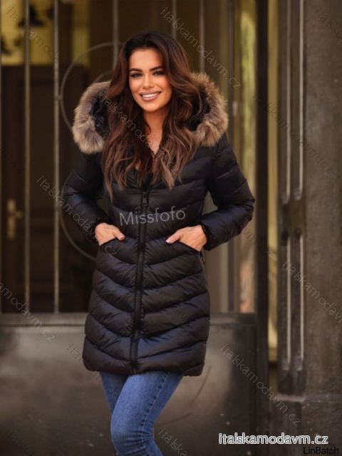 Kabát zimný s kapucňou dámsky (S-2XL) MFFASHION IMMF22M688 čierna XL