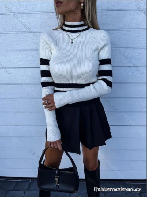 Sveter úpletový dlhý rukáv dámsky (S/M ONE SIZE) TALIANSKA MÓDA IMPGM230351/DU