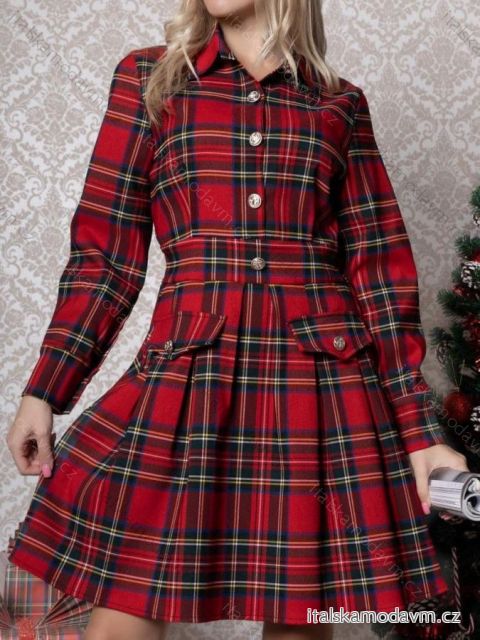 Šaty elegantné košeľové vianočné dlhý rukáv dámske (S/M ONE SIZE) TALIANSKA MÓDA IMM23M45618