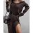 Šaty pletené s páskem dlouhý rukáv dámské (S/M/L ONE SIZE) ITALSKá MóDA IMD23848