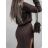 Šaty pletené s páskem dlouhý rukáv dámské (S/M/L ONE SIZE) ITALSKá MóDA IMD23848
