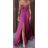 Šaty spoločenské dlhé na ramienka carmen dámske (S/M ONE SIZE) TALIANSKA MÓDA IMPBB23B23687/DUR Čierna S/M