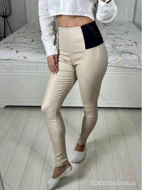 Legíny koženkové dlhé dámske (36-42) M.SARA MSR23C9270-2/DUR béžová 38