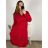 Šaty elegantný dlhý rukáv dámske (S-3XL) POLSKÁ MÓDA PMWH234411/DU červená S