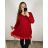 Šaty elegantný třpytivé dlhý rukáv dámske nadrozěmr (2XL/3XL ONE SIZE) TALIANSKA MóDA IMC23AMELIA/DUR 2XL/3XL červená