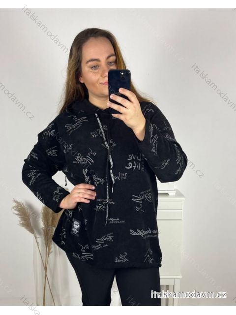 Mikina dlhý rukáv dámske nadrozmer (3XL/4XL ONE SIZE) TALIANSKA MóDA IM423742/DU 3XL/4XL Čierna