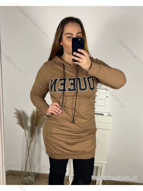 Šaty mikinové s kapucňou dlhý rukáv dámske (M/L/XLONE SIZE) TALIANSKA MÓDA IMC23359/DR