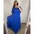Šaty plesové dlhé elegantné spoločenské krátky rukáv dámske nadrozmer (XL/2XL ONE SIZE) TALIANSKA MÓDA IMM2380736PL/DR XL/2XL kráľovská modrá