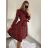 Šaty elegantní vánoční dlouhý rukáv dámské (S/M ONE SIZE) ITALSKÁ MÓDA IMM23M56238/DU červená S/M