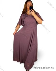 Šaty plesové dlhé elegantné spoločenské krátky rukáv dámske nadrozmer (XL/2XL ONE SIZE) TALIANSKA MÓDA IMM2380736PL