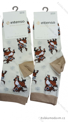 Ponožky veselé slabé vianočné dámske (35-37, 38-40) POLSKÁ MÓDA DPP23JELEN