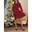 Šaty elegantný vianočný dlhý rukáv dámske (S/M ONE SIZE) TALIANSKA MÓDA IMM23M56723/DUR červená S/M