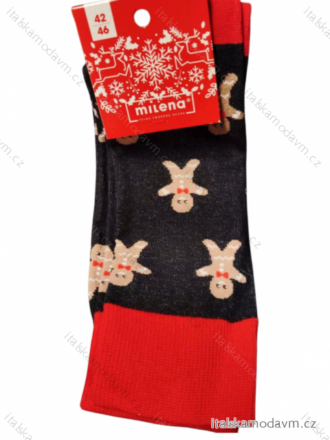 Ponožky Vánoční perníček slabé pánské (38-41,42-46) POLSKÁ MODA DPP20030-5/DR 42-46 čierna