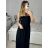 Šaty dlouhé společenské na ramínka dámské (S/M ONE SIZE) ITALSKá MóDA IMHMS23035/DUR S/M Černá