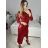 Šaty elegantné flitrové dlhý rukáv dámske (S/M ONE SIZE) TALIANSKA MóDA IMM23M5114/DU S/M červená