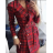 Šaty elegantní kabátkové s páskem dlouhý rukáv dámské (S/M ONE SIZE) ITALSKÁ MÓDA IMPGM235862/DUR červená S