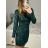 Šaty elegantní třpytivé s flitry dlouhý rukáv dámské (S/M ONE SIZE) ITALSKÁ MÓDA IMWGB234057/DU