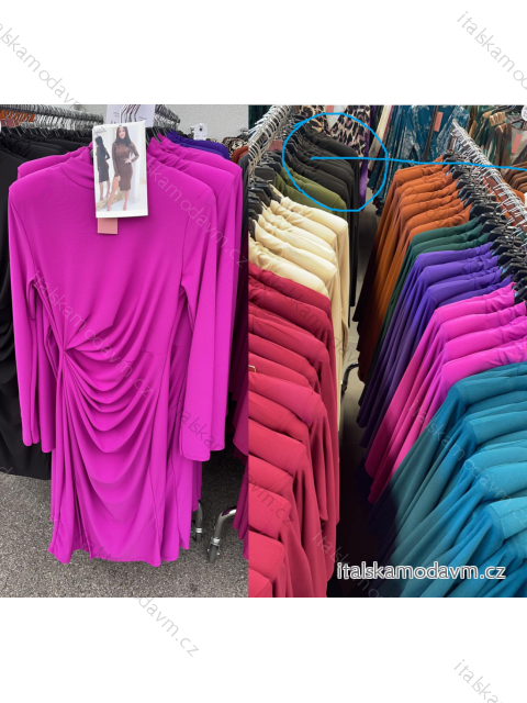 Šaty elegantný dlhý rukáv dámske (S/M ONE SIZE) TALIANSKA MÓDA IMM231100LL/DUR