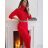 Šaty pletené s rolákom dlhý rukáv dámske nadrozmer (L/XL/2XL ONE SIZE) TALIANSKA MóDA IM423822/DUR červená XL/2XL