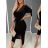 Šaty sametové elegantný dlhý rukáv dámske (S/M ONE SIZE) TALIANSKA MÓDA IMD23861/DU čierna S/M